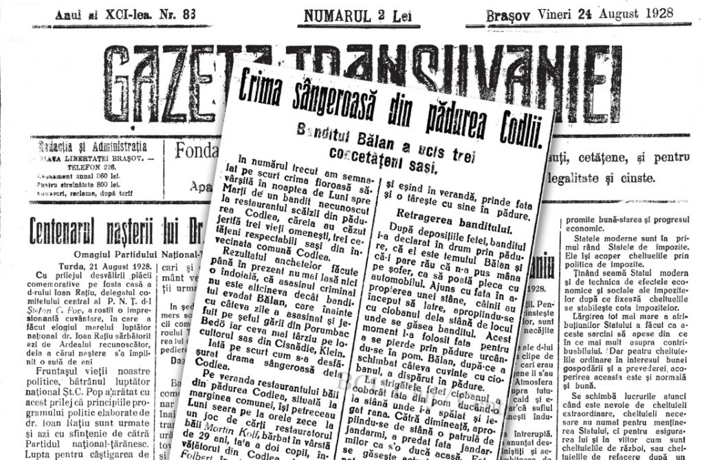 "Crima sângeroasă din pădurea Codlii", articolul Gazetei Transilvaniei