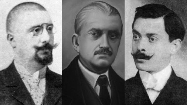 Cîţiva dintre prietenii braşoveni ai scriitorului: Valeriu Branişte, George Moroianu şi Şt. O. Iosif