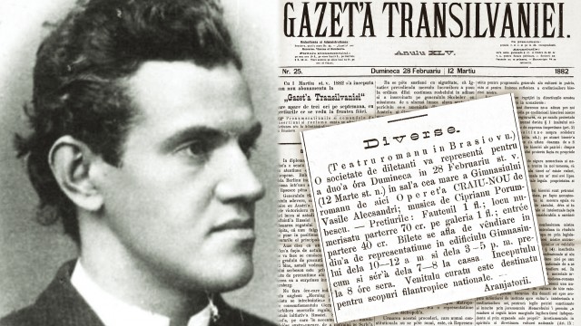 Anunţul reprezentaţiei cu opereta "Crai Nou", din "Gazeta Transilvaniei"