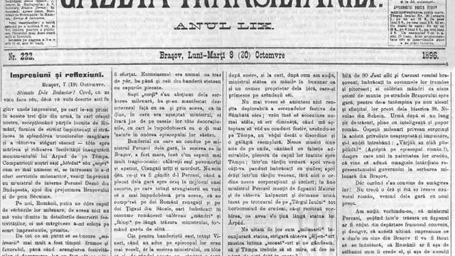 Relatarea Gazetei Transilvaniei despre inaugurarea monumentului de pe Tâmpa